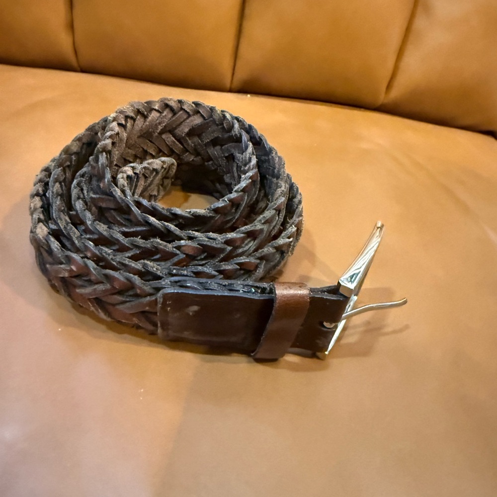 Men's Braided Leather Belt - Brown